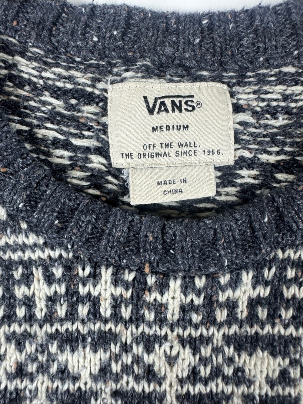 Vans Men's Black and White Textured Crewneck Sweater